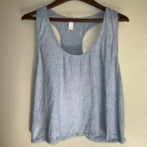 Vintage Stars Above Light Blue Soft Denim Like Flowy Cropped Tank Top Size XL